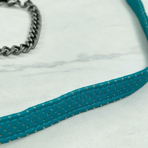 Blue Perforated Faux Leather Chain Handbag Strap Replacement ✨ - Picture 8 of 12